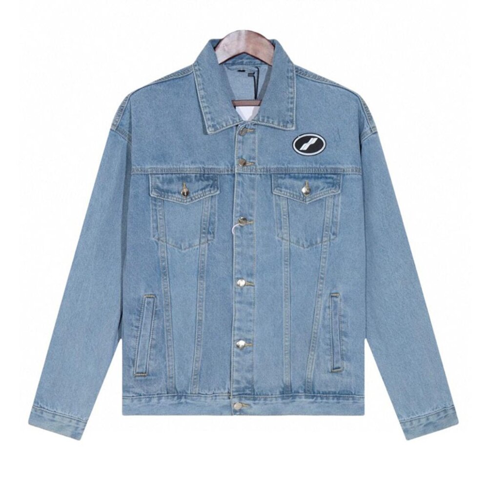 We11done Distressed Denim Jacket Blue